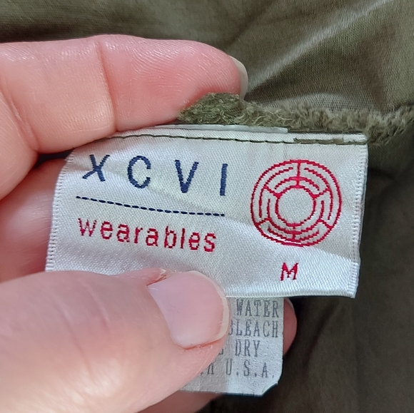 XCVI Wearables Khaki Cropped Cotton Spandex Bohemian Wide Leg Pants - Picture 7 of 8